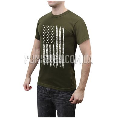 Rothco Distressed US Flag Athletic Fit T-Shirt, Olive Drab, Medium