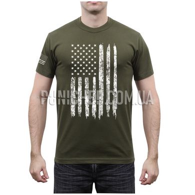 Rothco Distressed US Flag Athletic Fit T-Shirt, Olive Drab, Medium