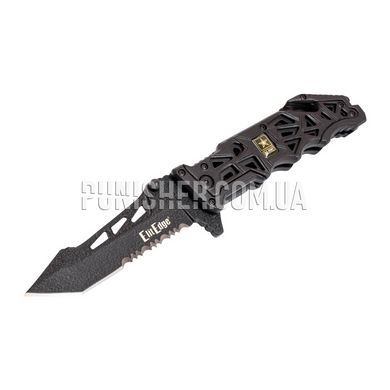 ElitEdge 9" US Army Knife, Black, Knife, Folding, Half-serreitor