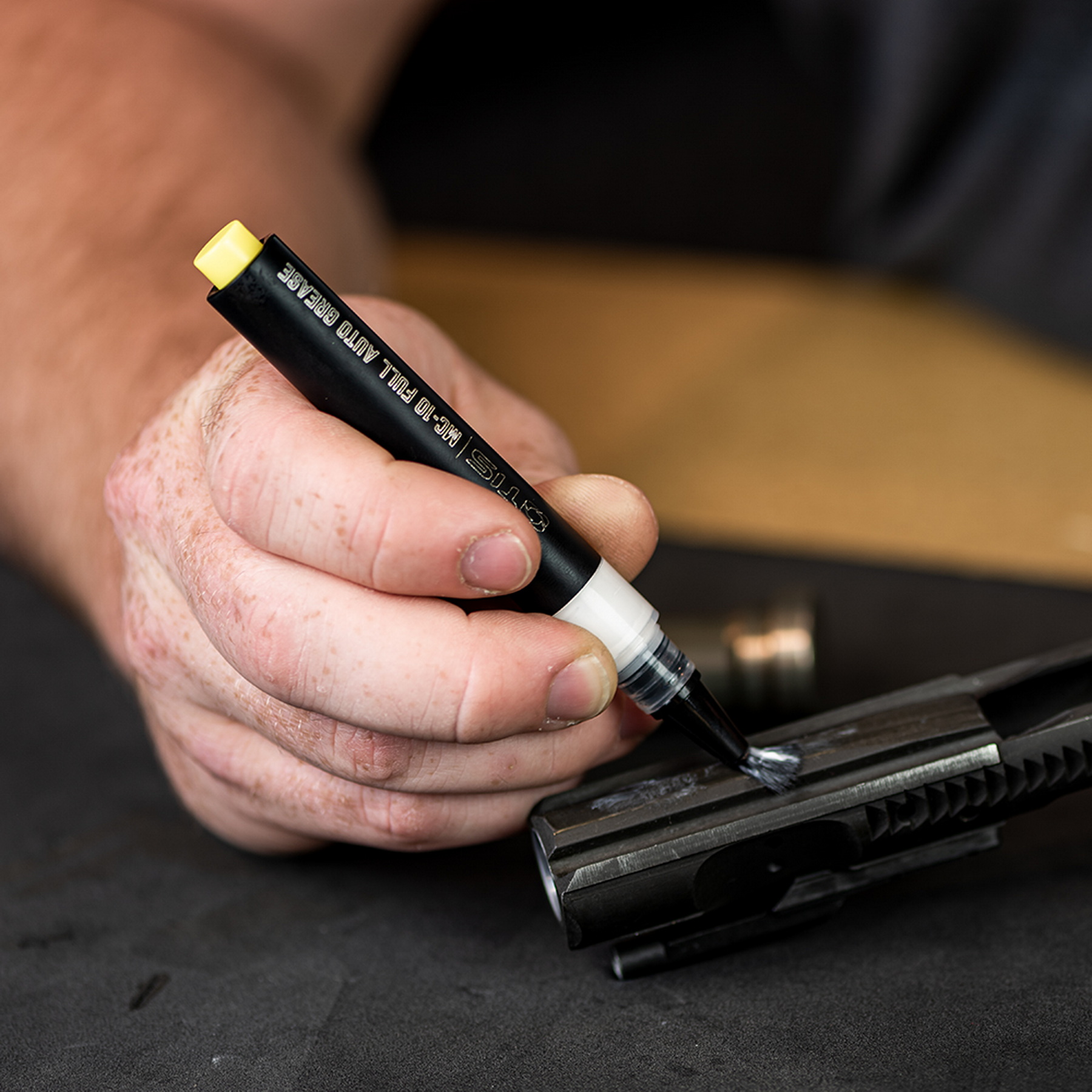 Cleaning a Gun with a Small Brush
