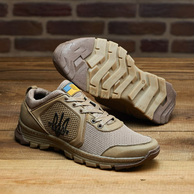 Summer tactical sneakers featuring the coat of arms and flag of Ukraine
