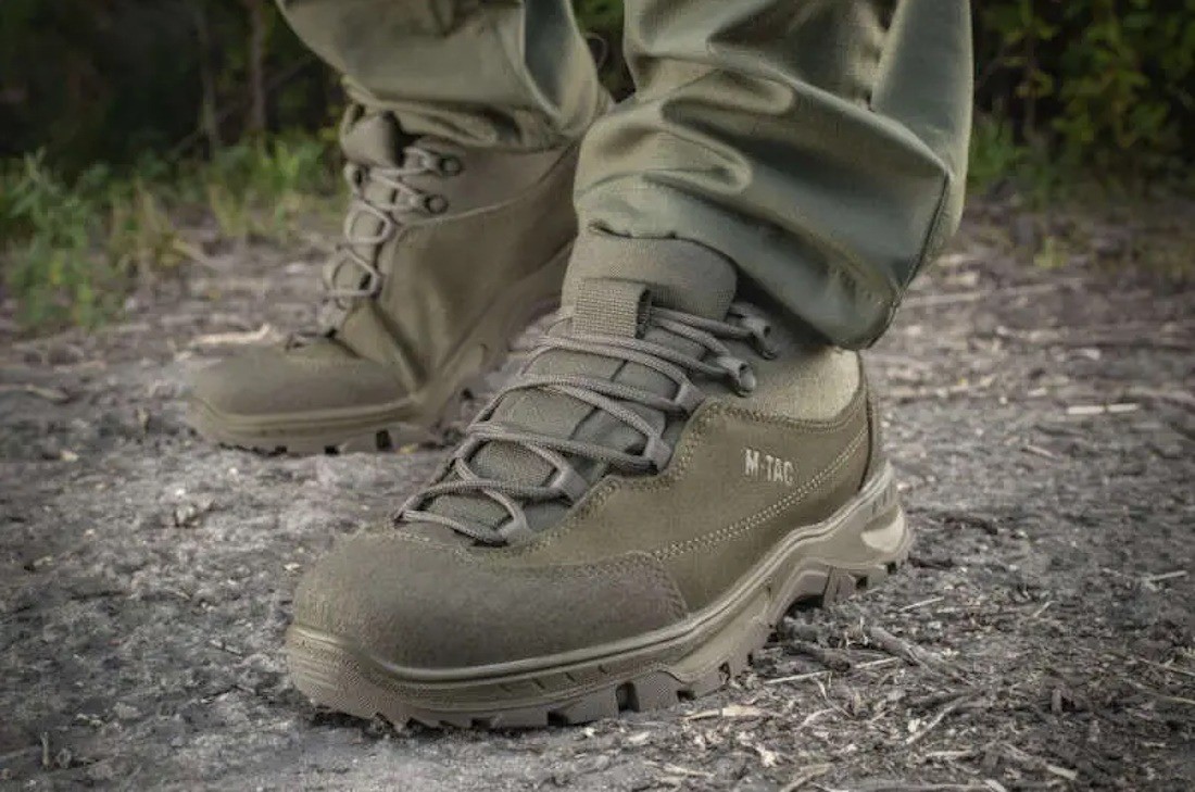 M-Tac olive-colored summer tactical sneakers with a canvas upper
