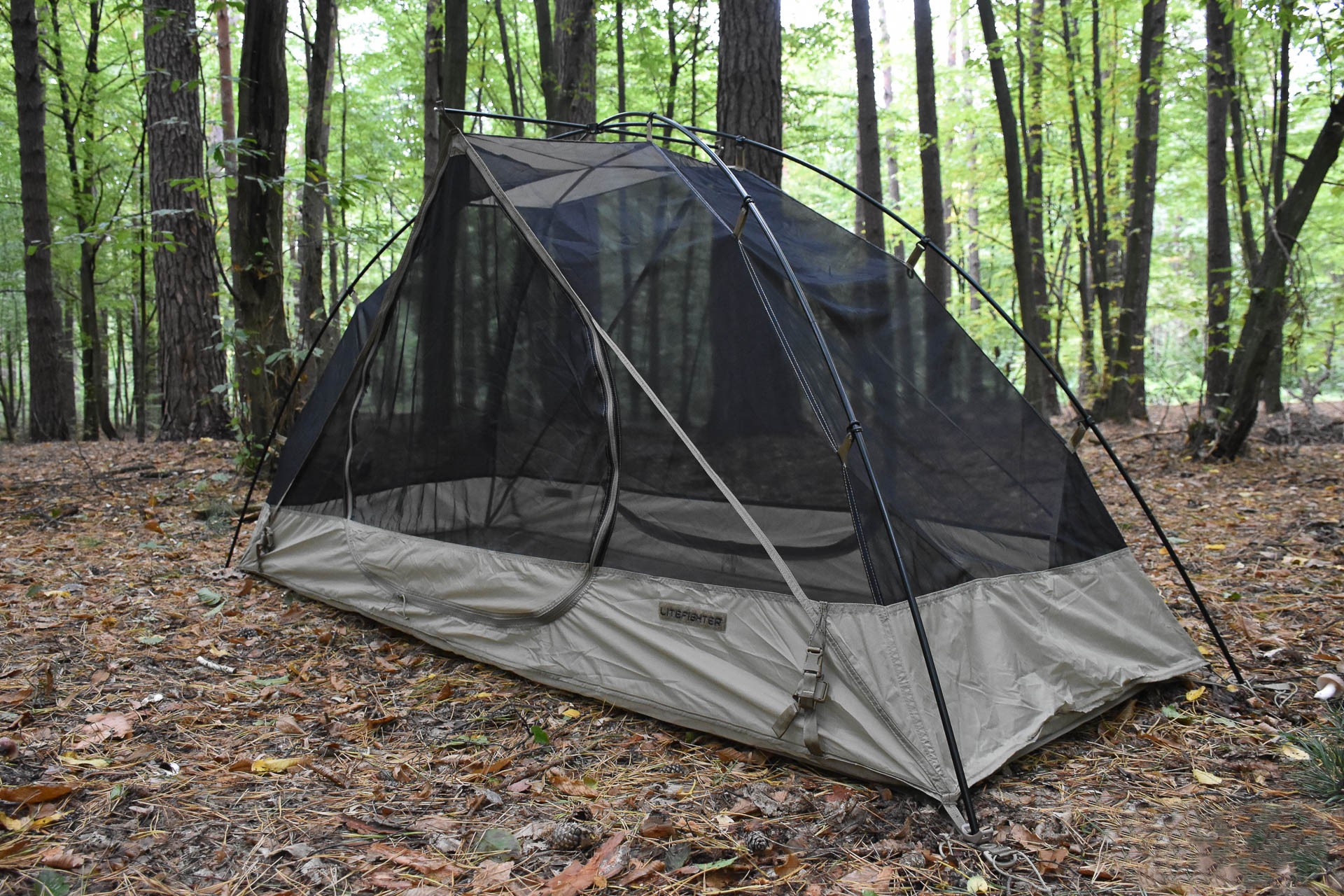 Two vestibules and the main compartment of the tent with vertical walls