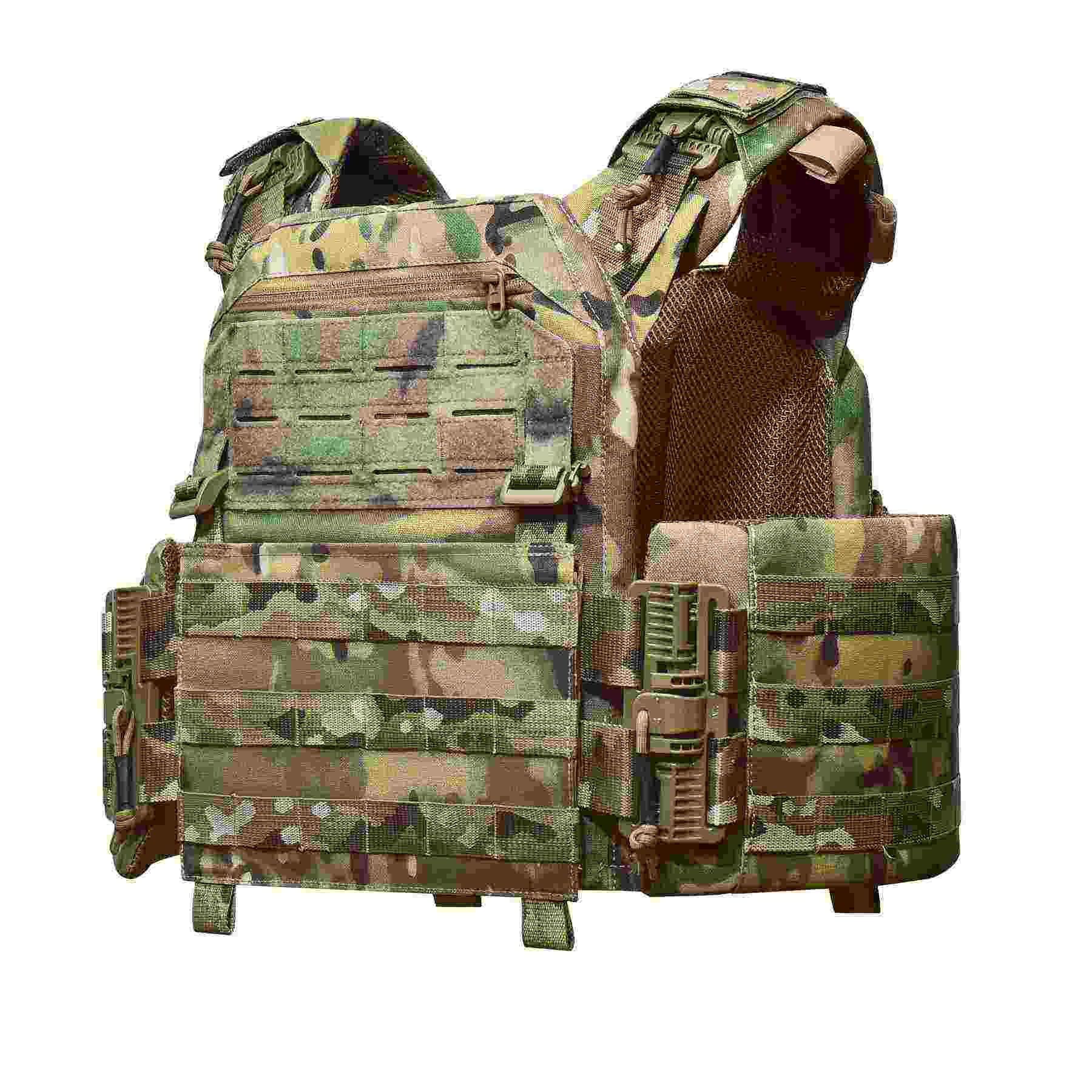 Multicam plate carrier with pouches and MOLLE system