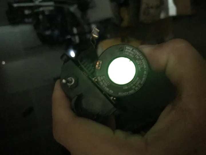 Light from the night vision device's eyepiece