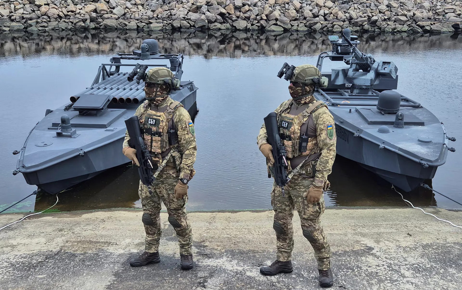 Marine drones alongside Ukrainian Security Service (SBU) personnel